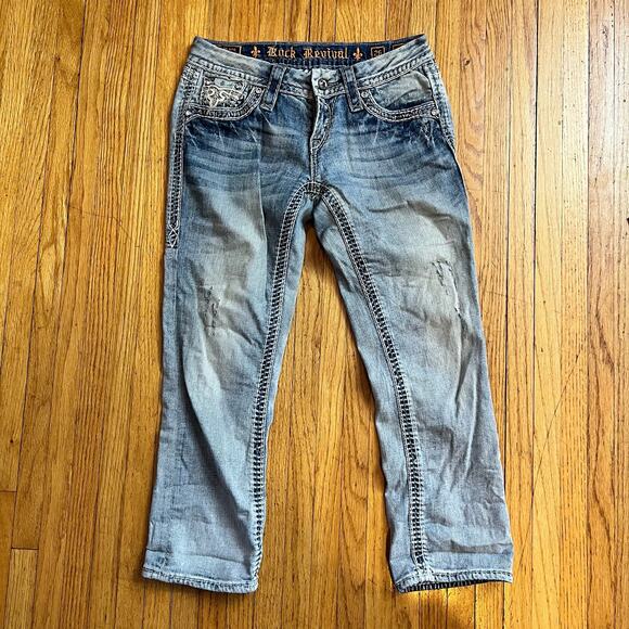 Rock Revival Jeans Womens 26 Ella Capri Blue Denim Light Western - Picture 1 of 10
